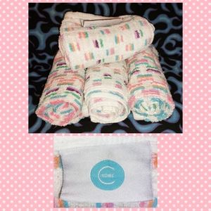 C Home brand 4Pc White/Multiclrs Segmented Stripes 100% Cotton Wash Face Towels